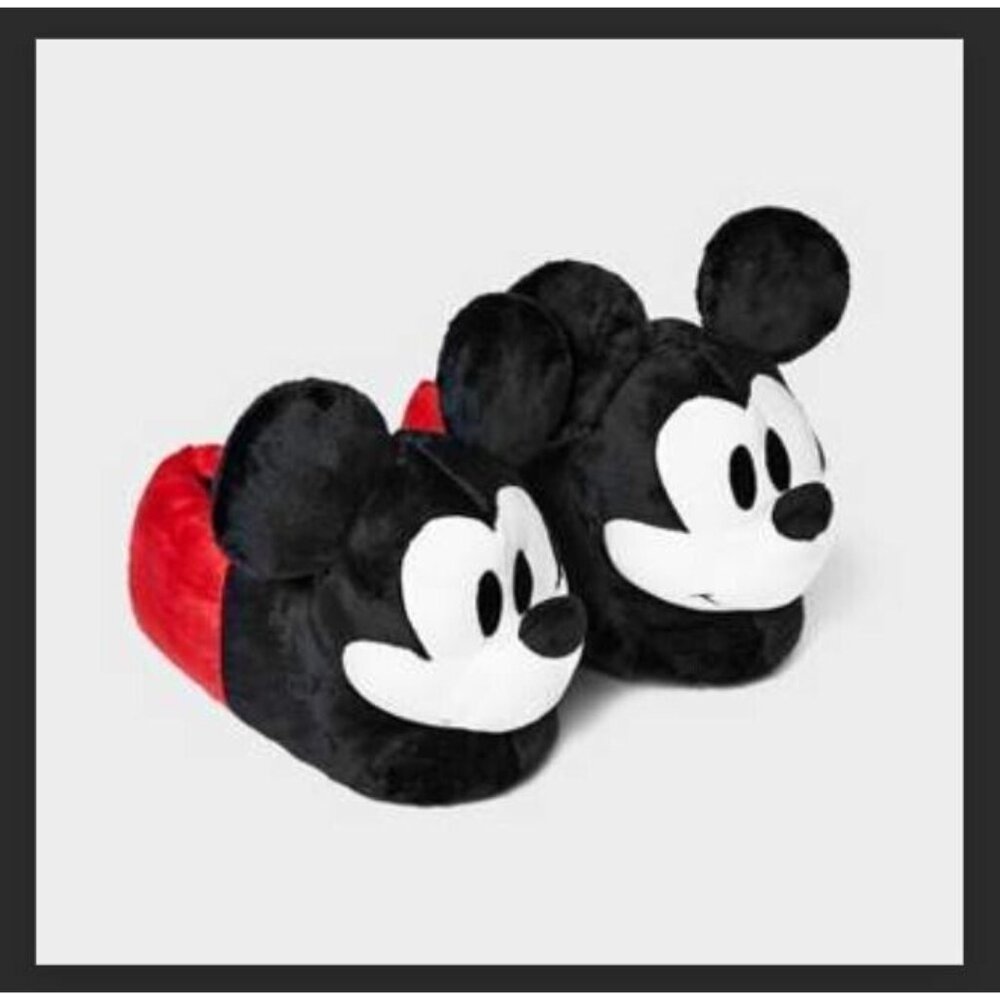 Women's Disney 100 Mickey Mouse Slippers, Red (Black & White), Bridge Size 7-9